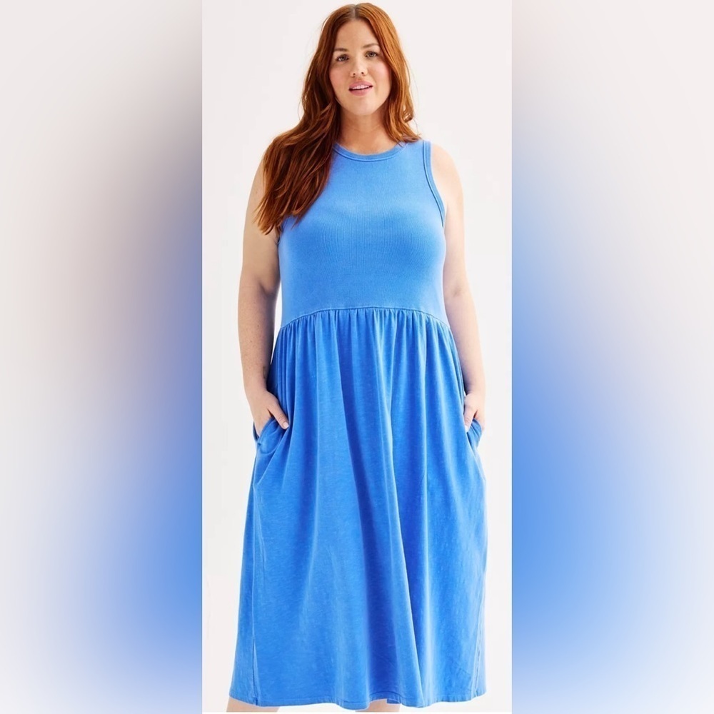 Sonoma Mixed Media Knit Dress Plus in the Dela Bay color